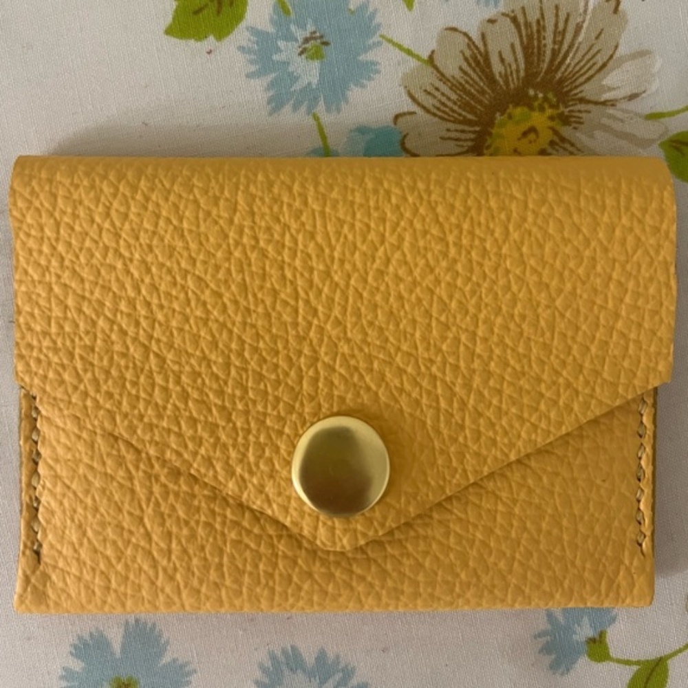 Handcrafted Yellow Leather Wallet Cardholder
